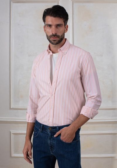 Blush Pink Stripe Heavy Oxford Shirt