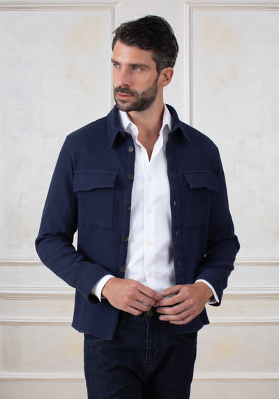 Midnight Navy Basket Weave Overshirt