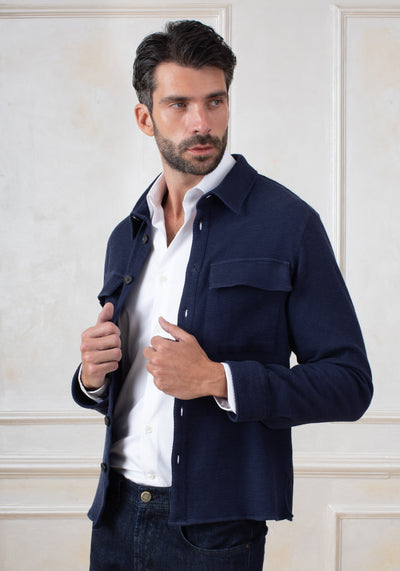Midnight Navy Basket Weave Overshirt