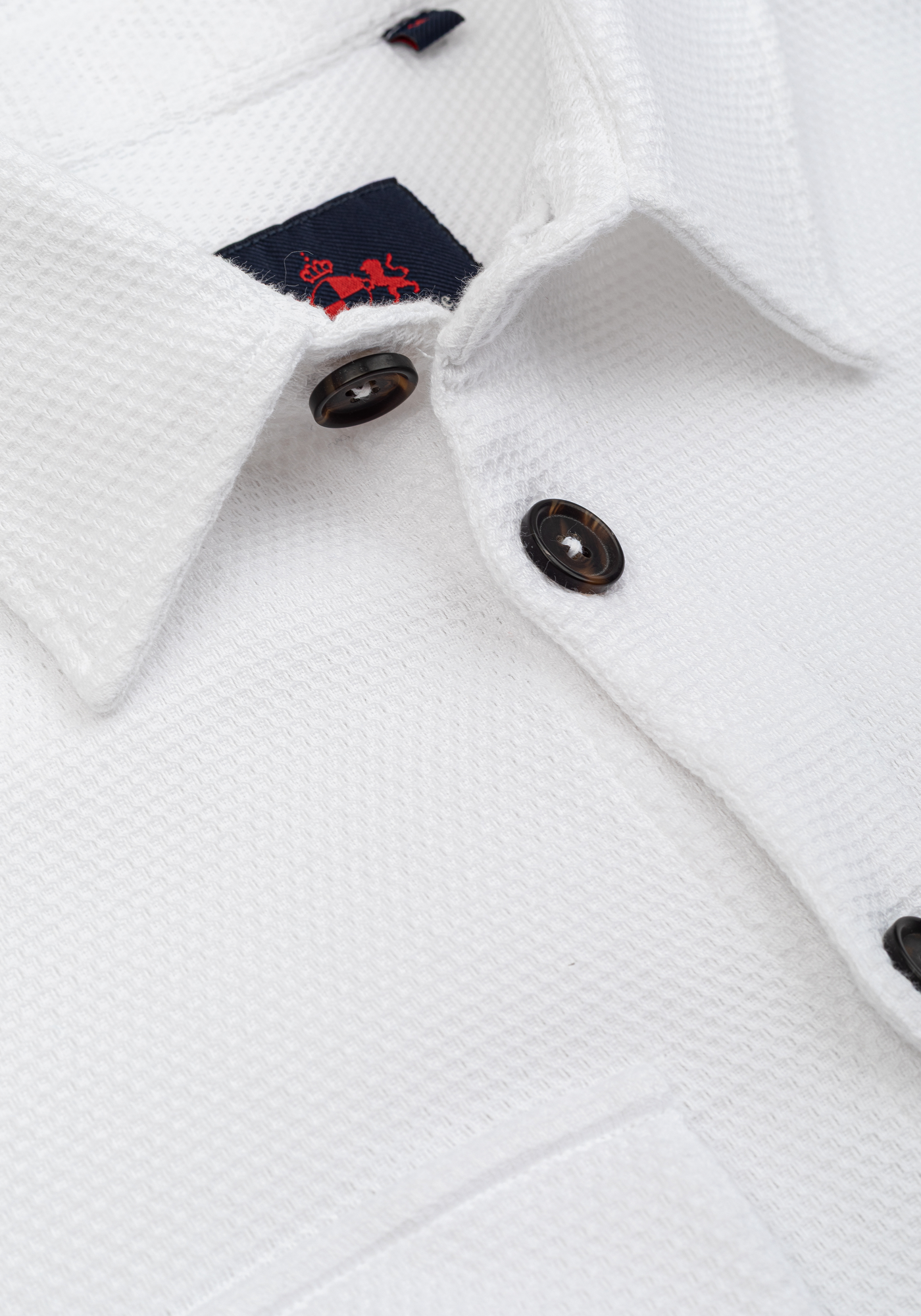 Powder White Basket Weave Overshirt