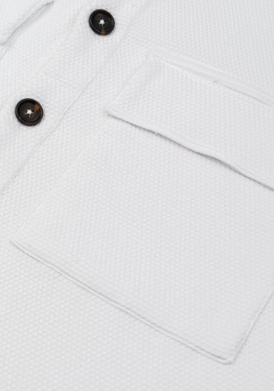 Powder White Basket Weave Overshirt