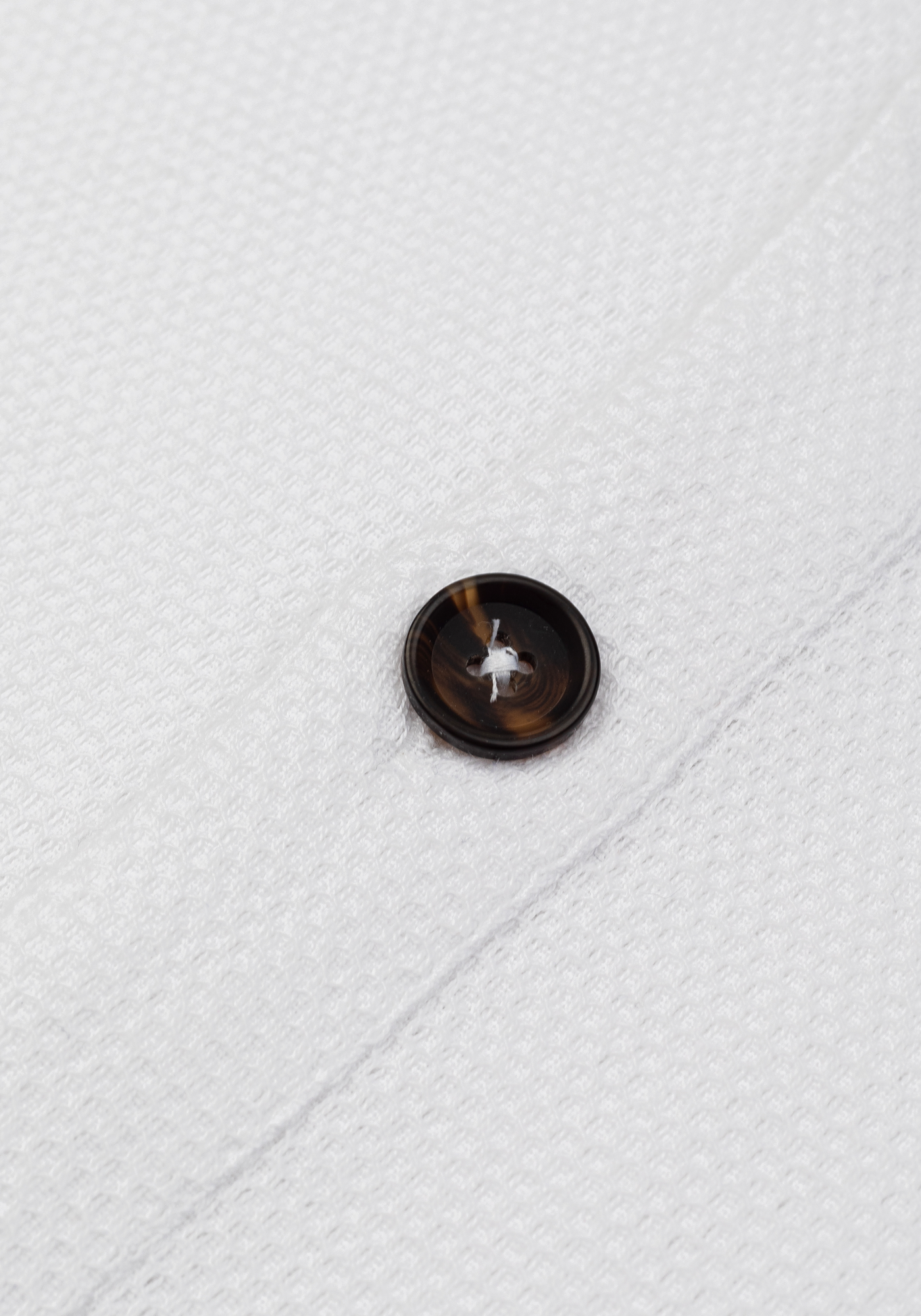 Powder White Basket Weave Overshirt