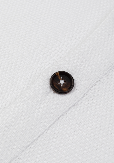 Powder White Basket Weave Overshirt
