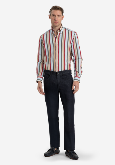 Capri Parti-Colored Stripe Poplin Shirt