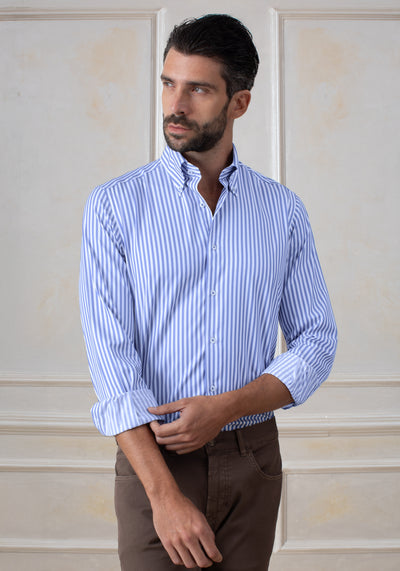 Cornflower Blue Stripe Aero-Hybrid Shirt