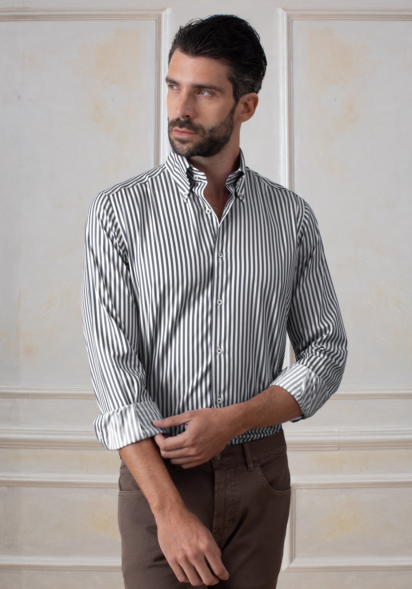 Charcoal Black Stripe Aero-Hybrid Shirt