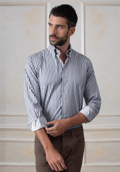 Marine Navy Stripe Aero-Hybrid Shirt