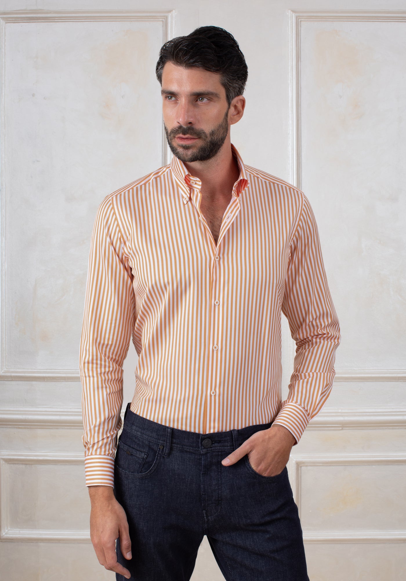 Amber Orange Stripe Signature Twill Shirt