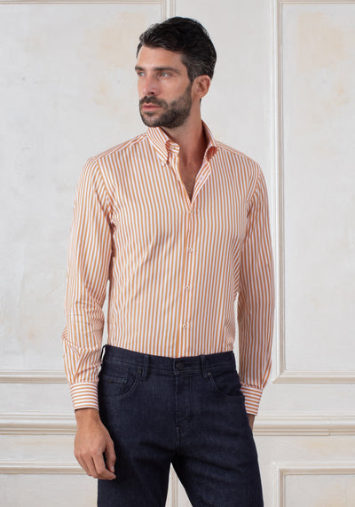Amber Orange Stripe Signature Twill Shirt