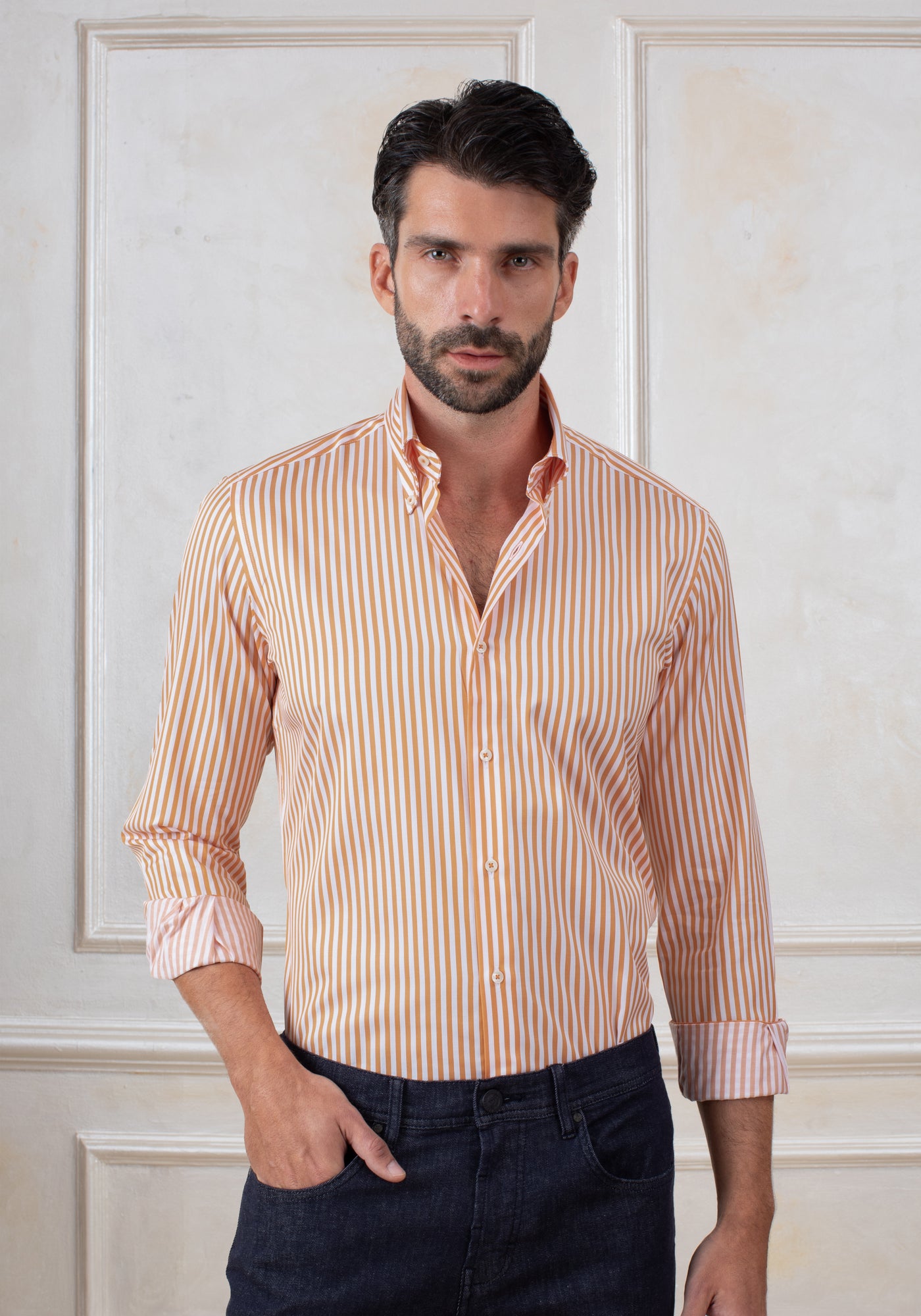 Amber Orange Stripe Signature Twill Shirt