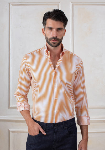 Amber Orange Stripe Signature Twill Shirt