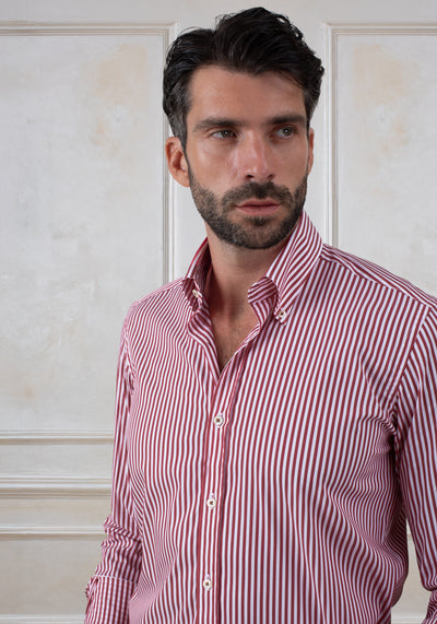 Claret Red Stripe Signature Twill Shirt