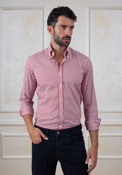 Claret Red Stripe Signature Twill Shirt