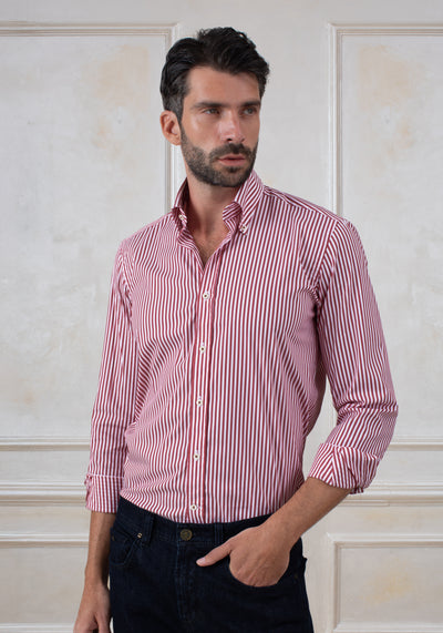 Claret Red Stripe Signature Twill Shirt
