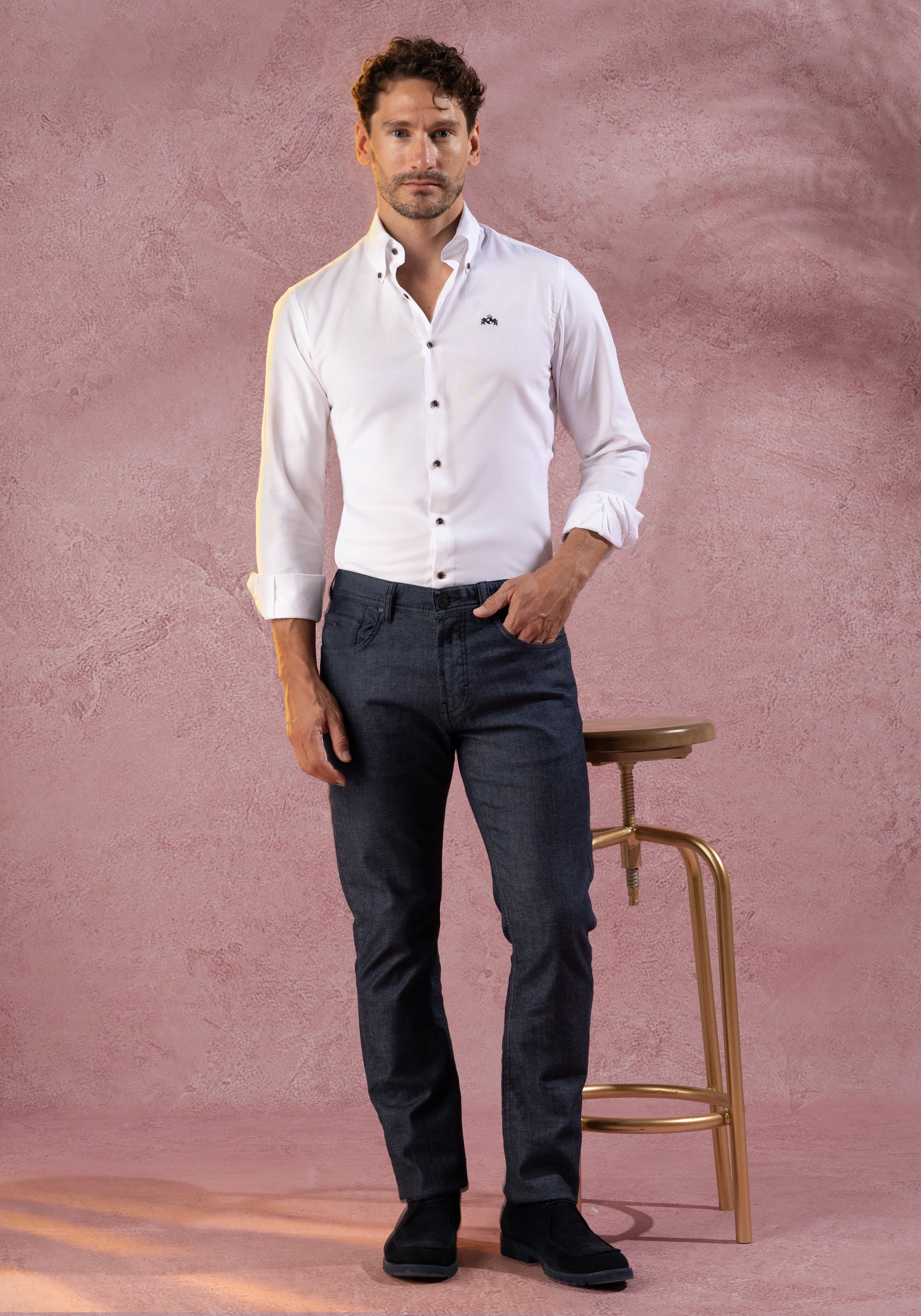 Crystal White Basket Weave Shirt