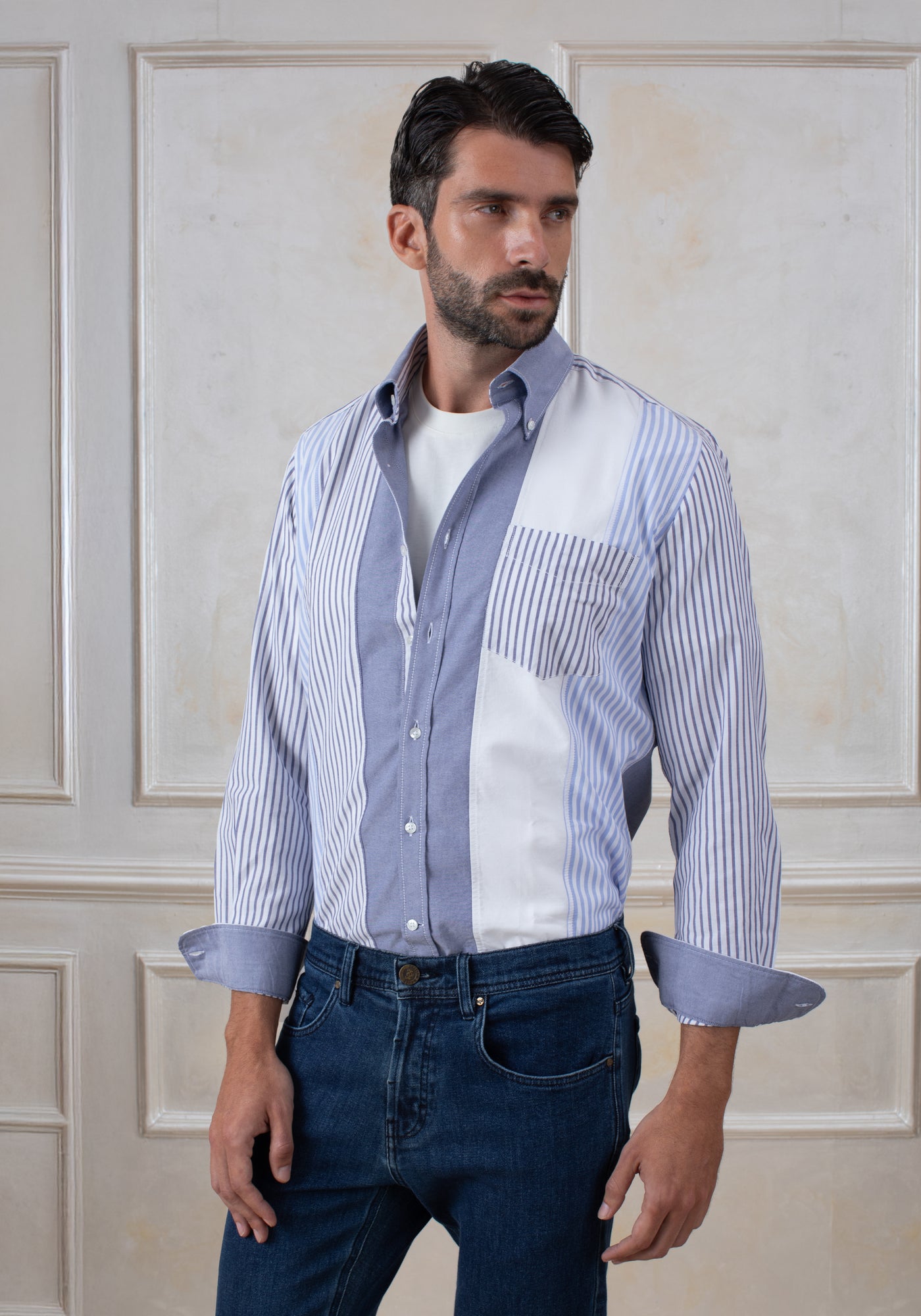 Navy Tri-Tone Oxford Shirt