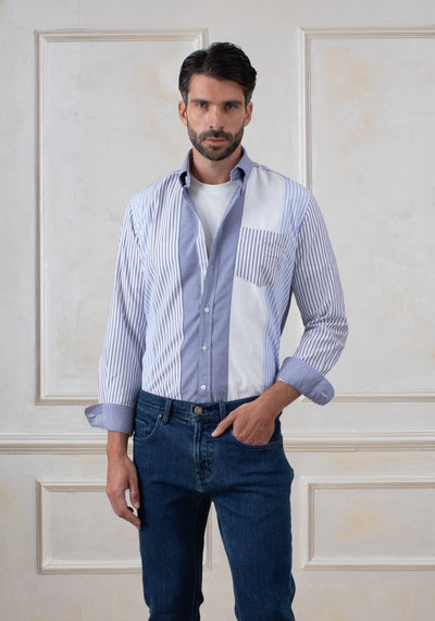 Navy Tri-Tone Oxford Shirt