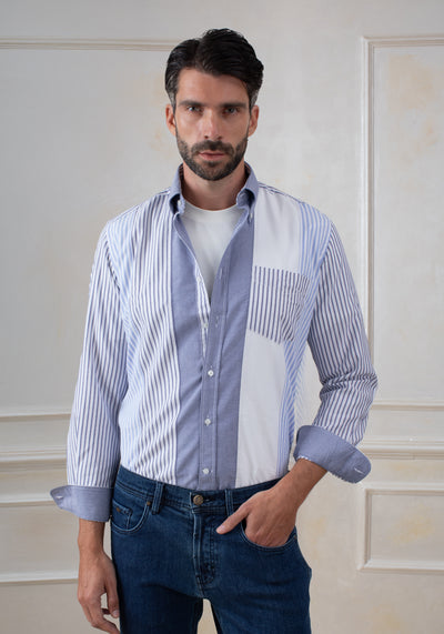 Navy Tri-Tone Oxford Shirt