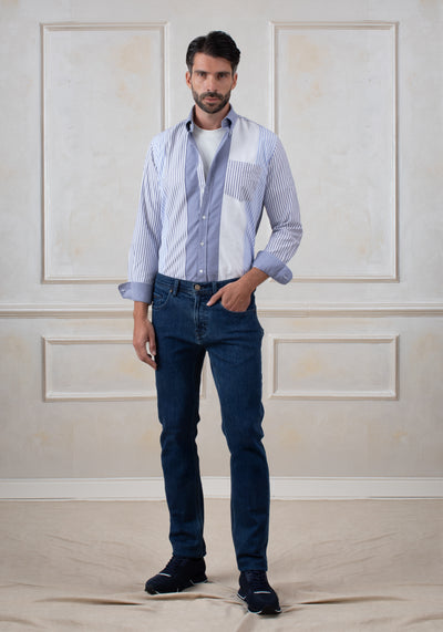 Navy Tri-Tone Oxford Shirt
