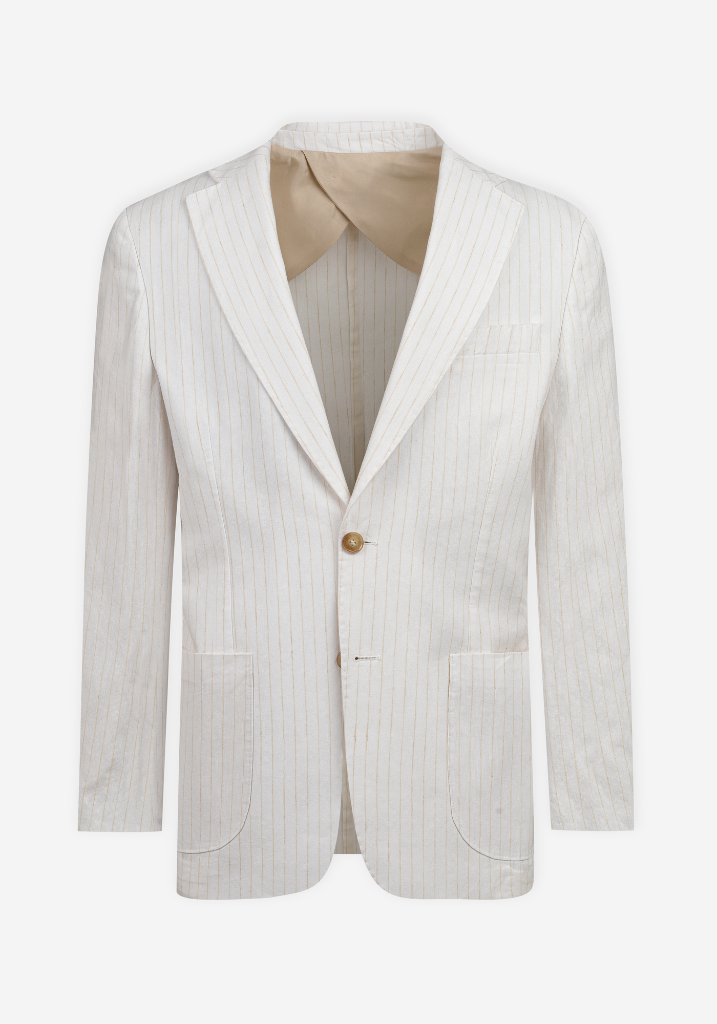 White Desert Beige Stripe Cotton Tencel Linen Blazer