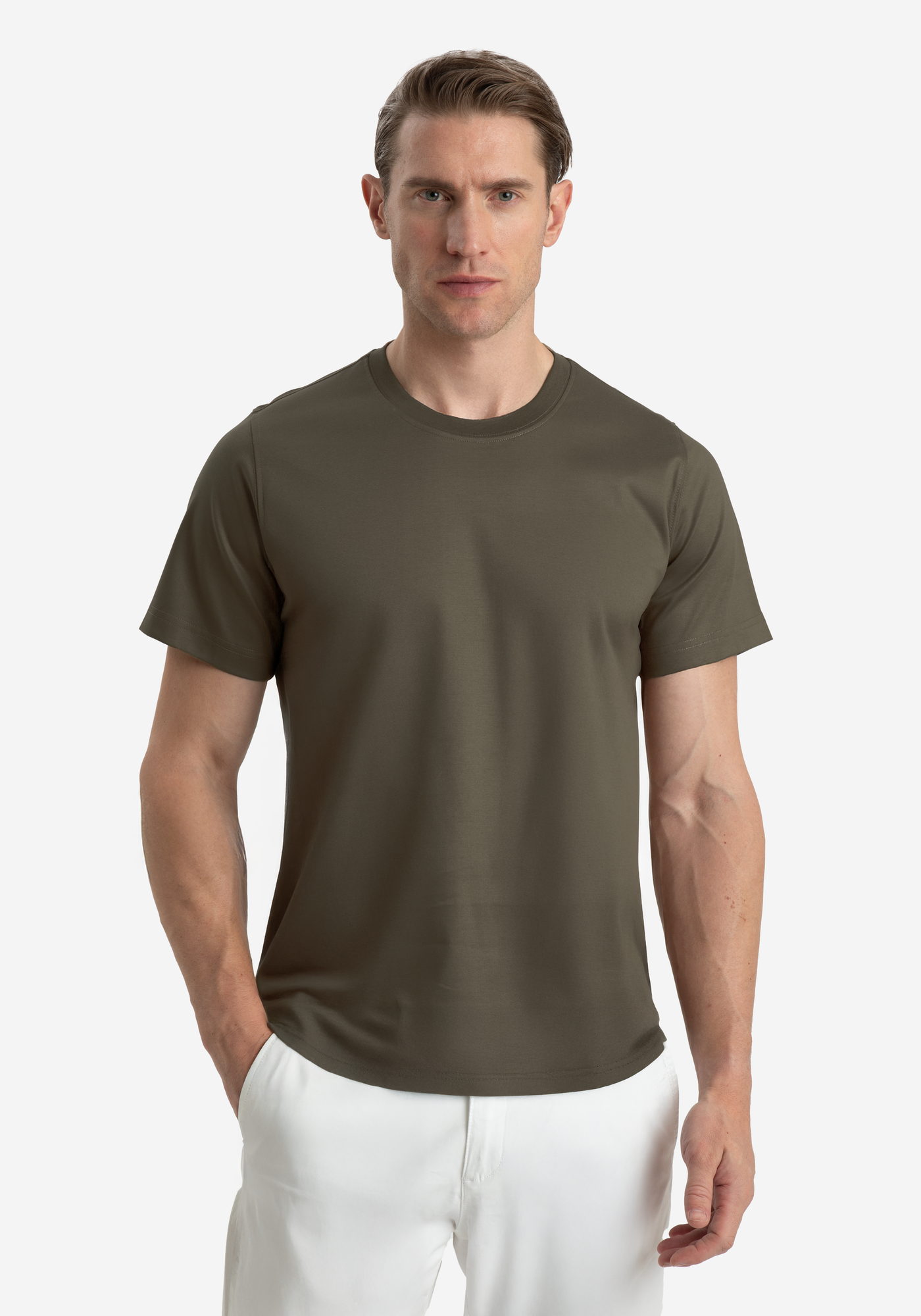 Smoked Olive Mercerized Interlock Jersey