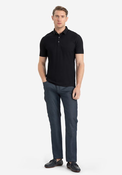 Obsidian Black Aero-Hybrid Polo Shirt