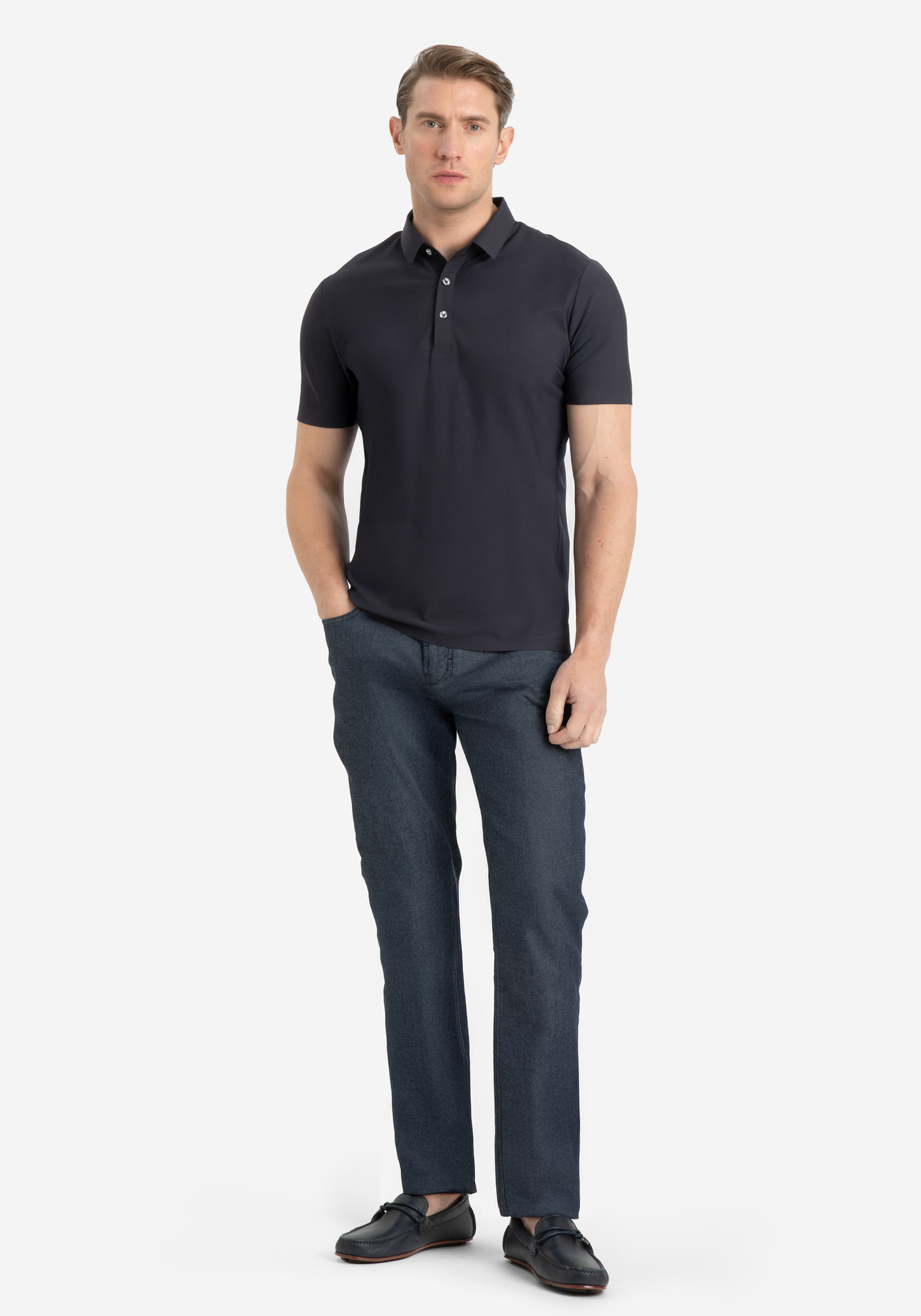 Metallic Grey Aero-Hybrid Polo Shirt