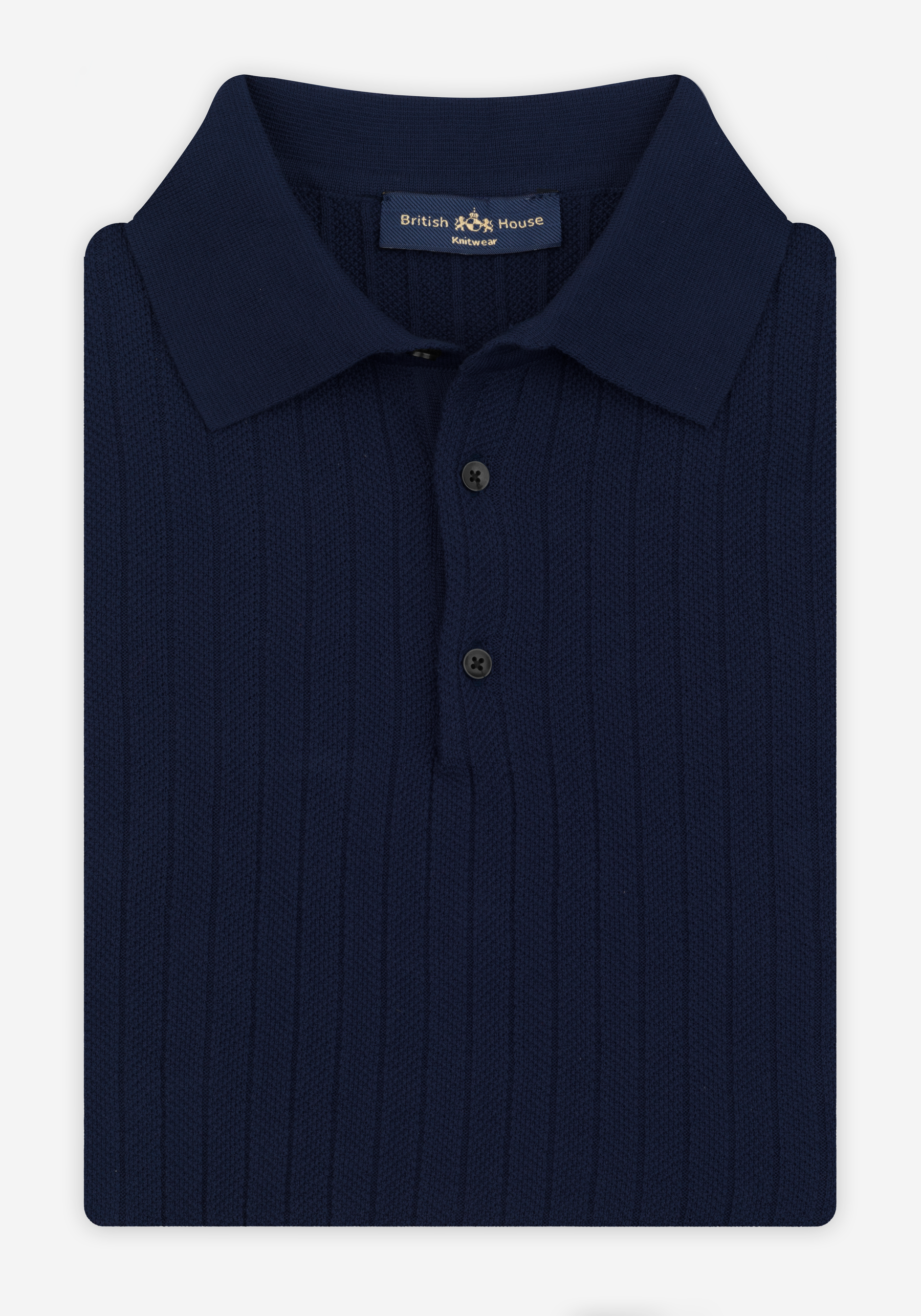Midnight Blue Knitted Polo Shirt