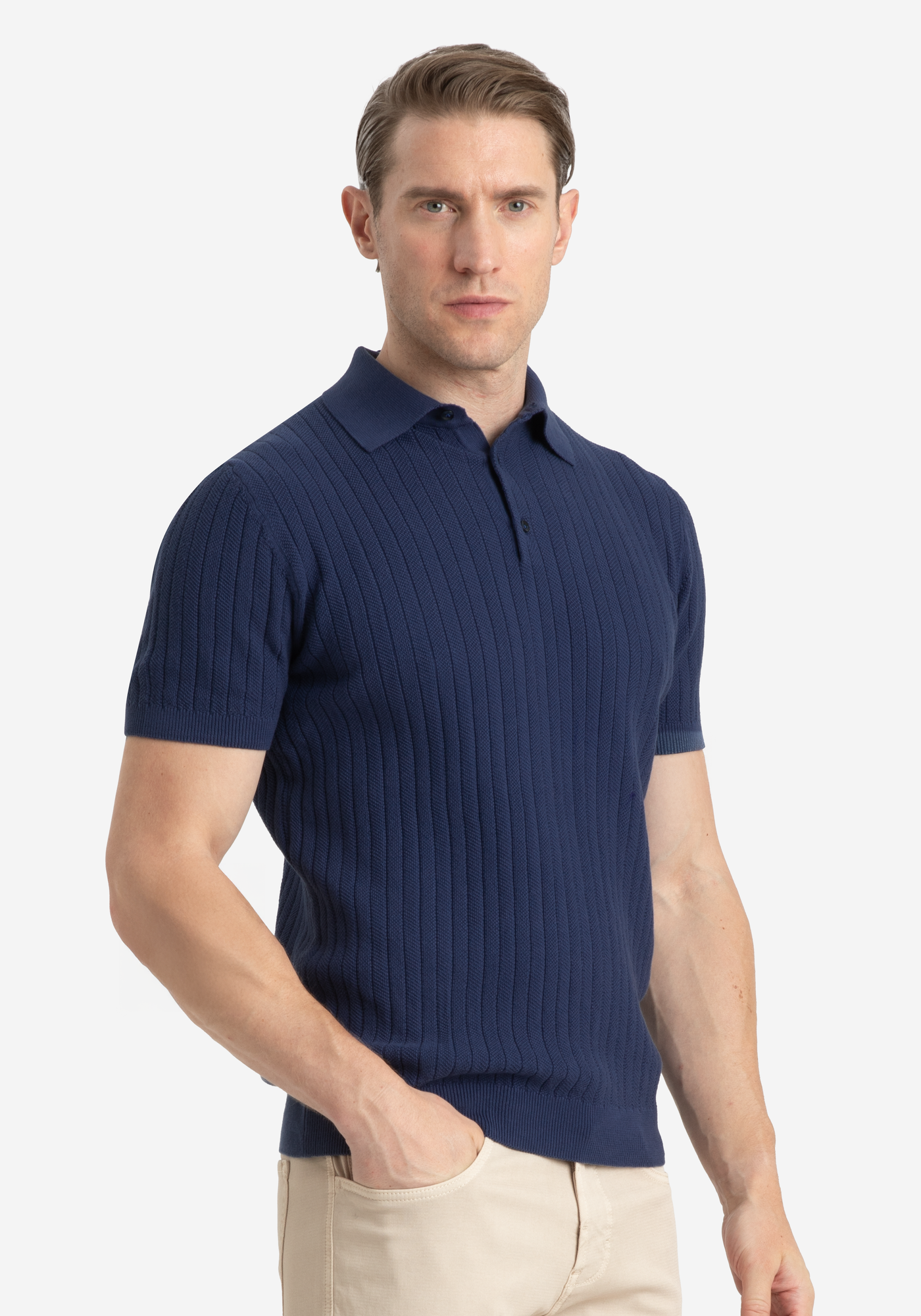 Admiral Blue Knitted Polo Shirt