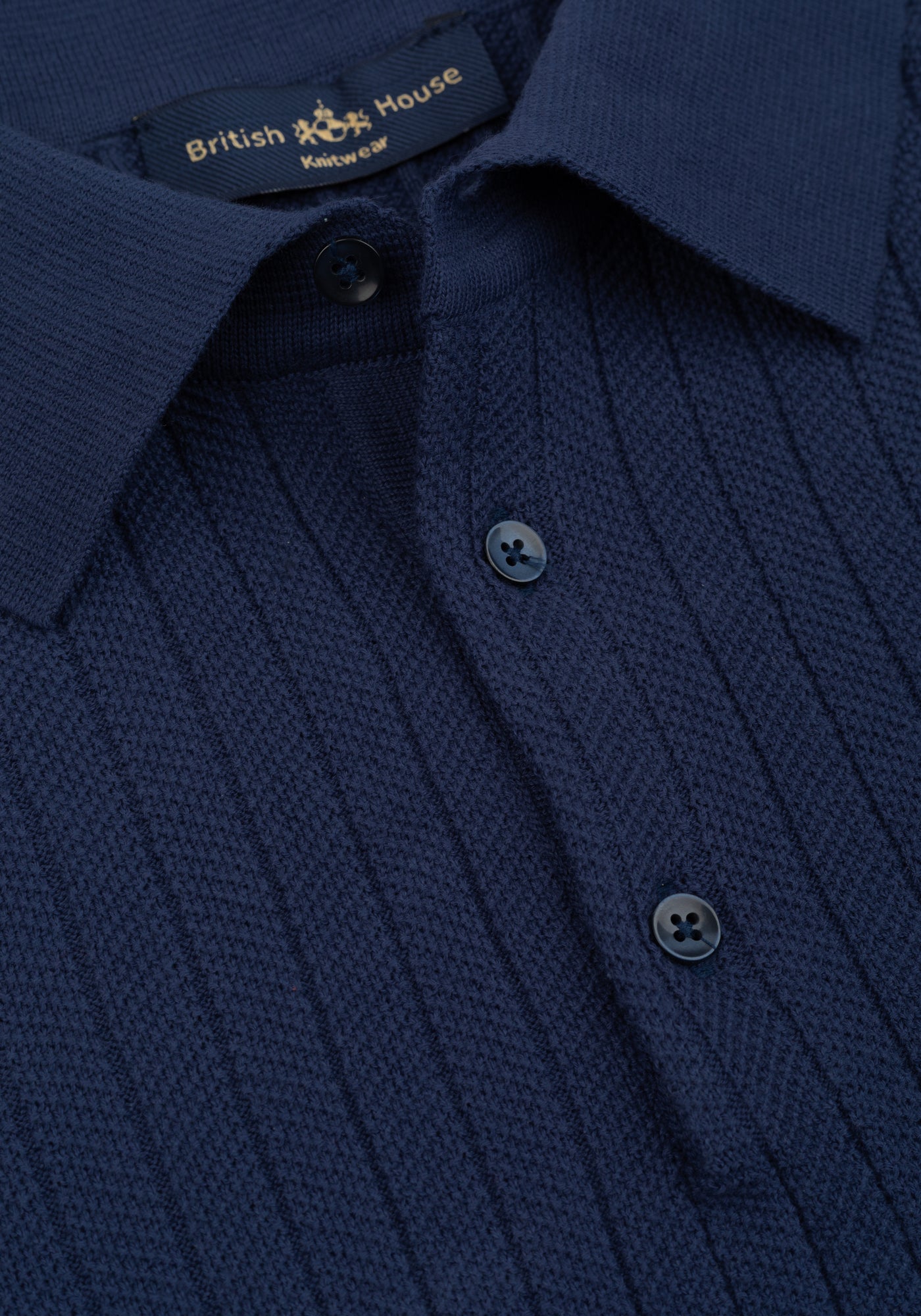 Admiral Blue Knitted Polo Shirt