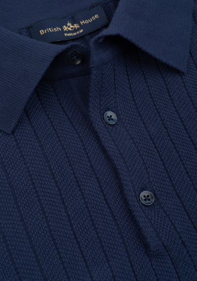 Admiral Blue Knitted Polo Shirt