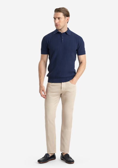 Admiral Blue Knitted Polo Shirt
