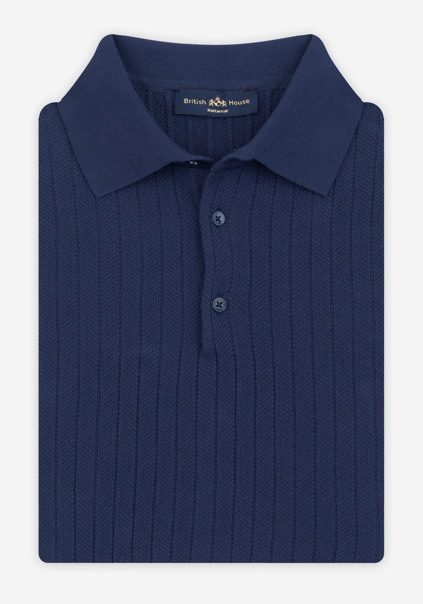 Admiral Blue Knitted Polo Shirt