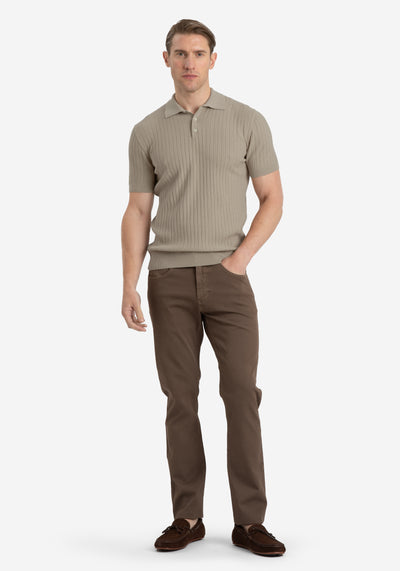 Sand Beige Knitted Polo Shirt