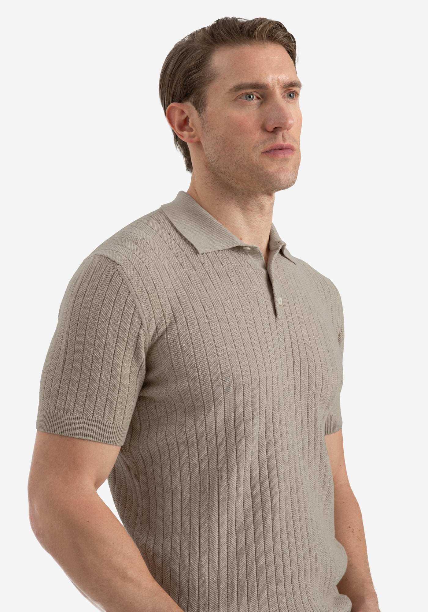 Sand Beige Knitted Polo Shirt