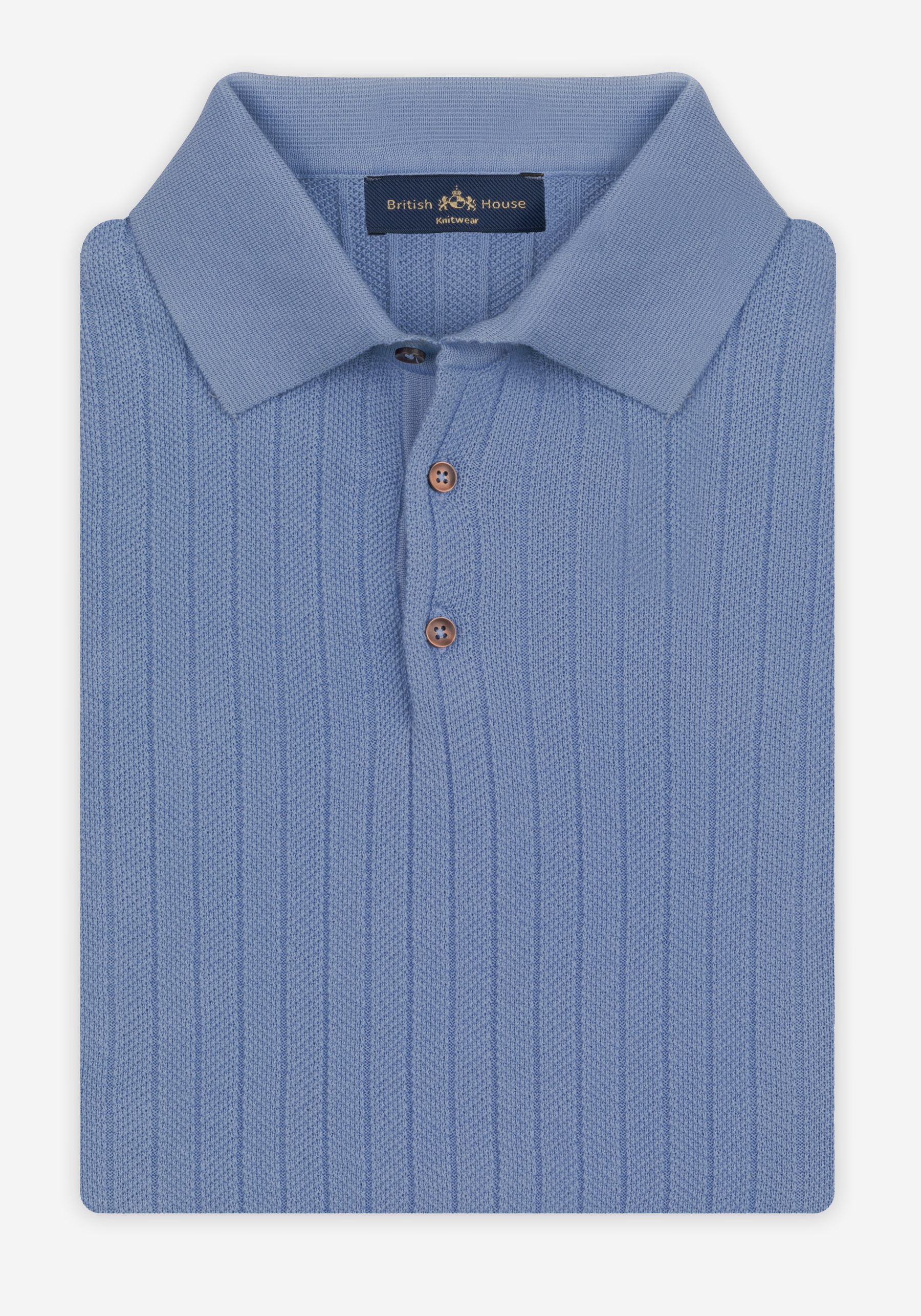 Powder Blue Knitted Polo Shirt