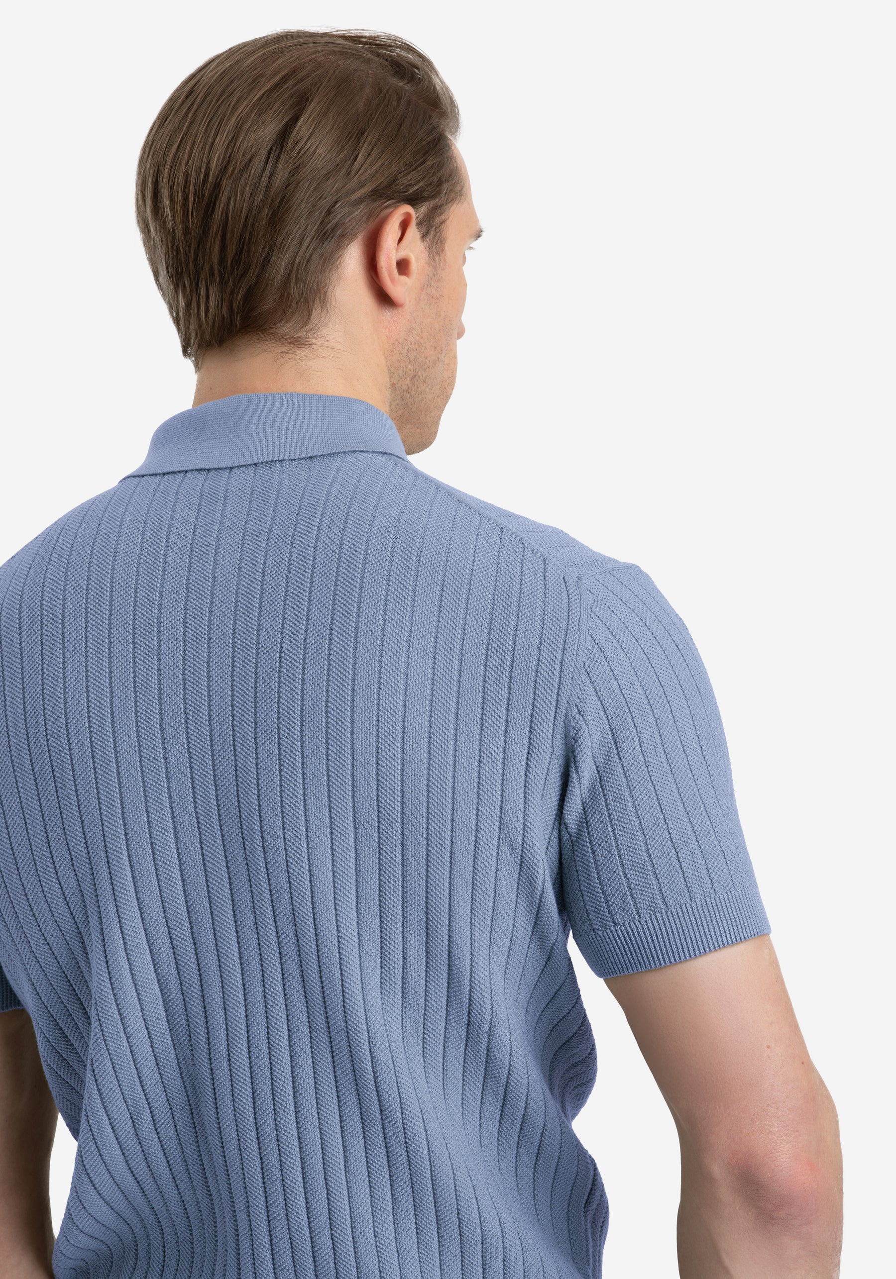 Powder Blue Knitted Polo Shirt