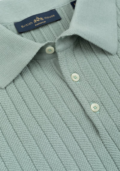 Mist Green Knitted Polo Shirt