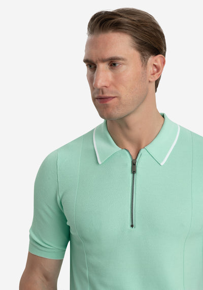 Coastal Mint Polyamide Knitted Polo Shirt