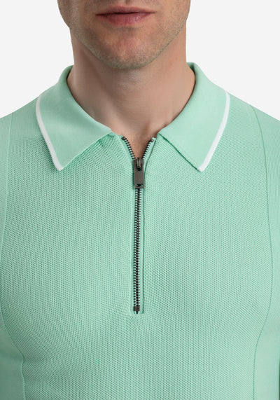Coastal Mint Polyamide Knitted Polo Shirt