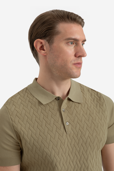 Café Beige Polyamide Knitted Polo Shirt