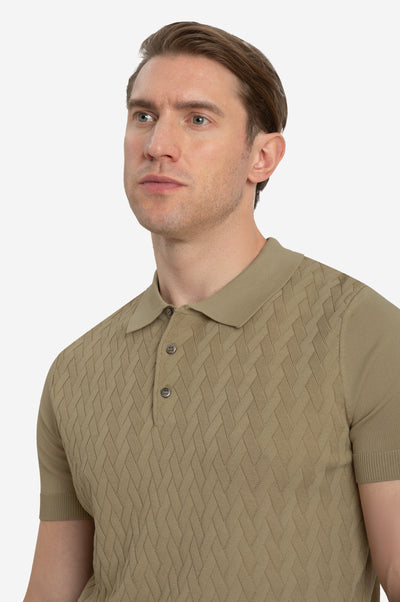 Café Beige Polyamide Knitted Polo Shirt