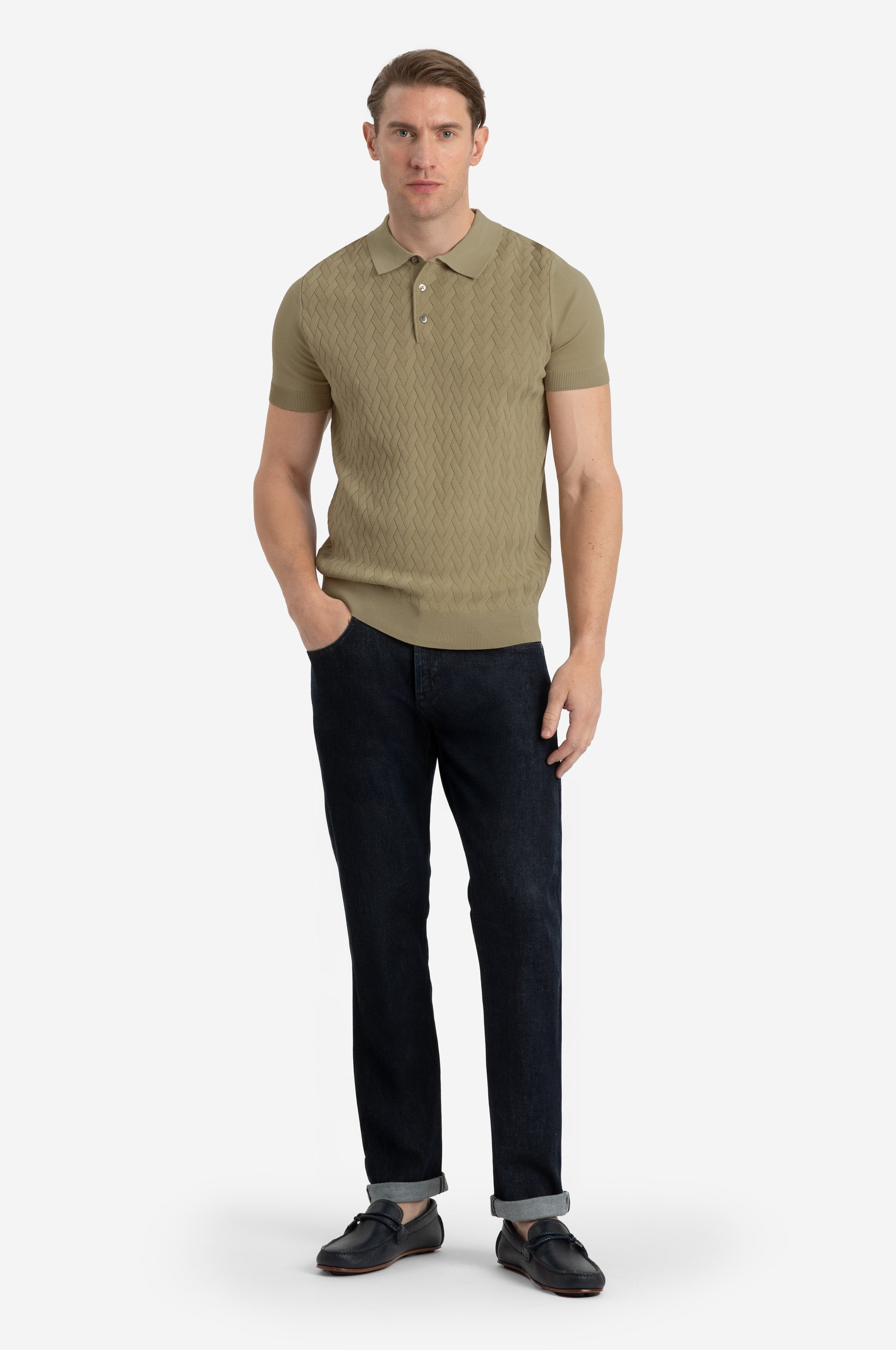 Cafe Beige Polyamide Knitted Polo Shirt