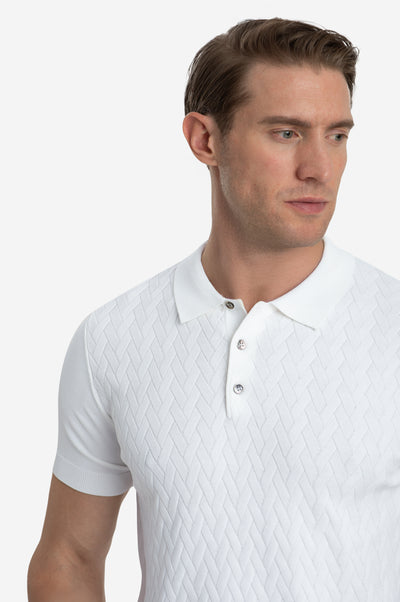 Pearl White Polyamide Knitted Polo Shirt