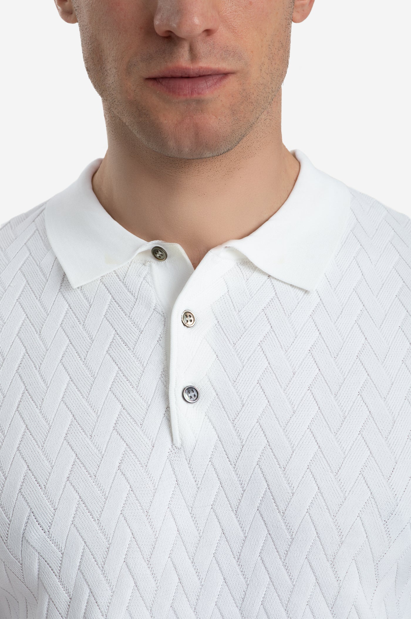 Pearl White Polyamide Knitted Polo Shirt