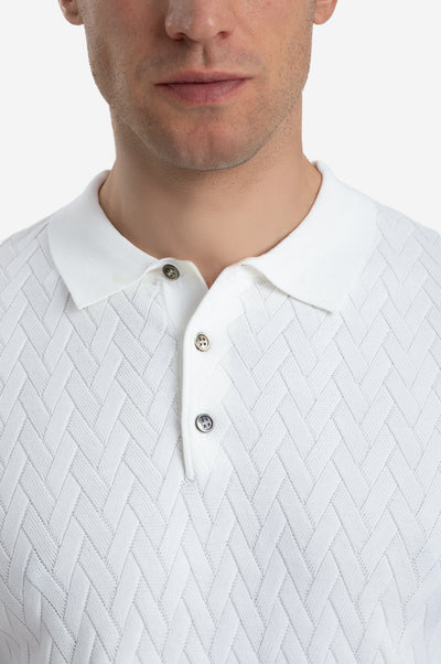 Pearl White Polyamide Knitted Polo Shirt