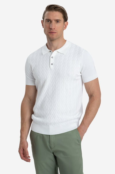 Pearl White Polyamide Knitted Polo Shirt