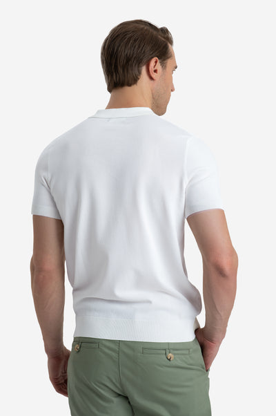 Pearl White Polyamide Knitted Polo Shirt