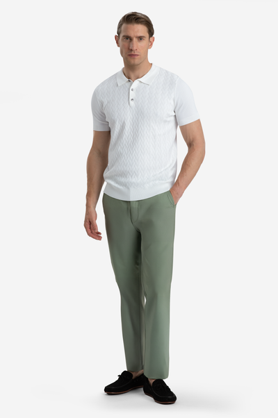 Pearl White Polyamide Knitted Polo Shirt