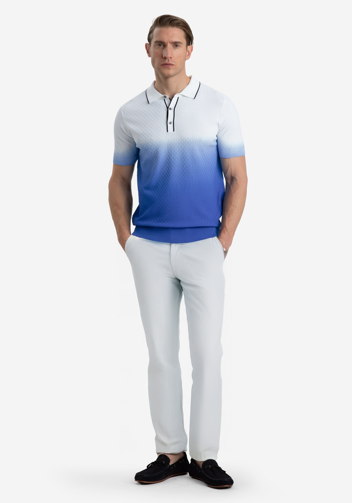 Skyfade White Polyamide Knitted Polo Shirt